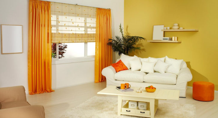 Оранжевые шторы на окна: секреты выбора для кухни, ванной, детской и гостиной в фото