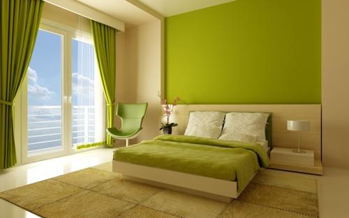 Спальня в зеленом цвете в фото