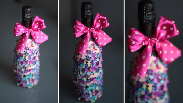Украшаем бутылку шампанского на Новый год: эффектный аксессуар и идеальный подарок своими руками