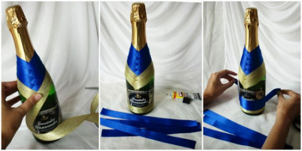 Украшаем бутылку шампанского на Новый год: эффектный аксессуар и идеальный подарок своими руками